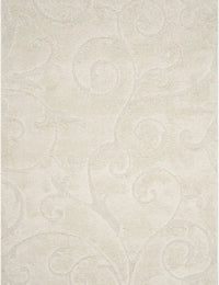Florida Cream Floral Plush Shag Rug - Image 1