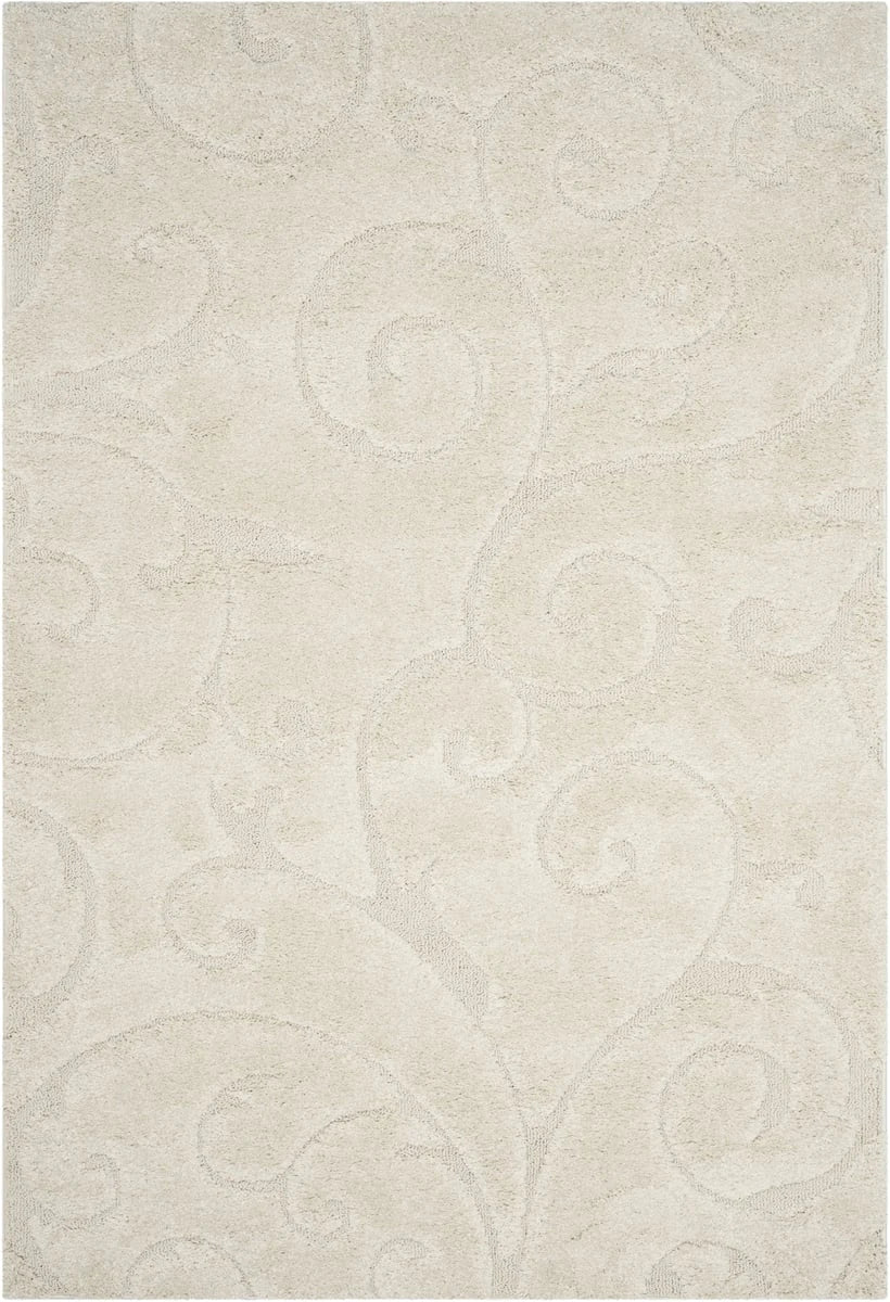 Florida Cream Floral Plush Shag Rug - Image 1