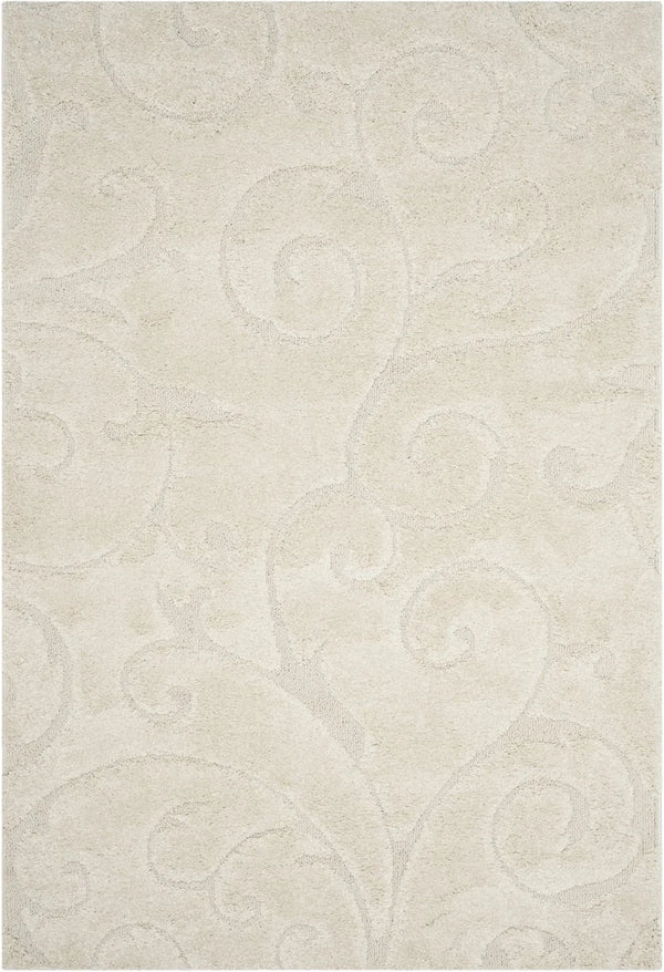 Florida Cream Floral Plush Shag Rug - Image 1