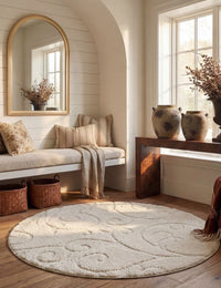 Florida Cream Floral Plush Shag Rug - Image 2