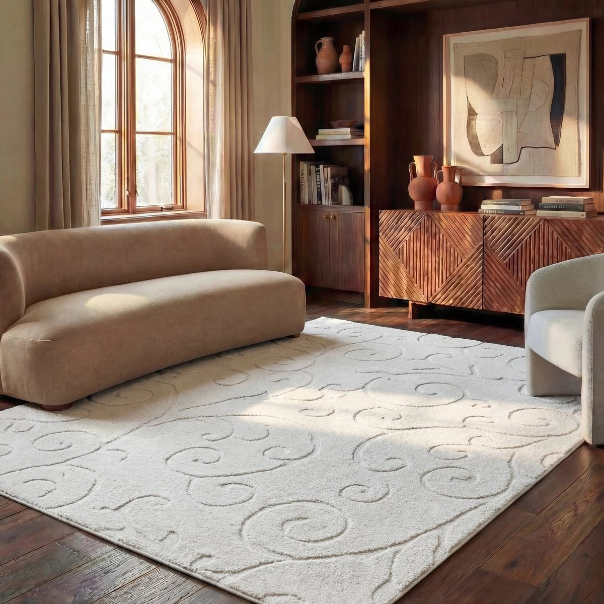 Florida Cream Floral Plush Shag Rug - Image 4