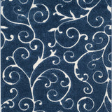 Florida Dark Blue, Cream Floral Plush Shag Rug - Image 2