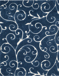 Florida Dark Blue, Cream Floral Plush Shag Rug - Image 2