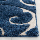 Florida Dark Blue, Cream Floral Plush Shag Rug - Image 3