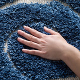 Florida Dark Blue, Cream Floral Plush Shag Rug - Image 8
