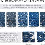 Florida Dark Blue, Cream Floral Plush Shag Rug - Image 9