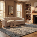 Florida Grey, Beige Floral Plush Shag Rug - Image 1