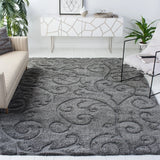 Florida Grey, Beige Floral Plush Shag Rug - Image 2