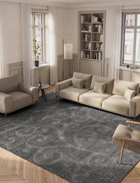 Florida Grey, Beige Floral Plush Shag Rug - Image 3
