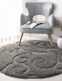Florida Grey, Beige Floral Plush Shag Rug - Image 5