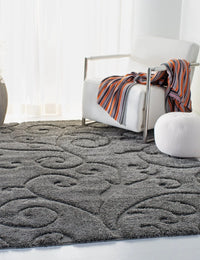 Florida Grey, Beige Floral Plush Shag Rug - Image 7