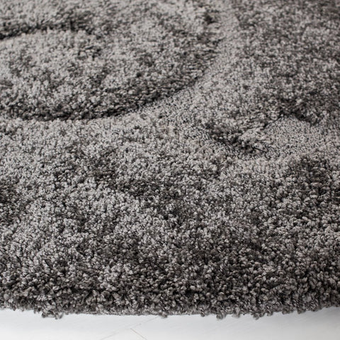 Florida Grey, Beige Plush Shag Rug Round Rug - Image 1