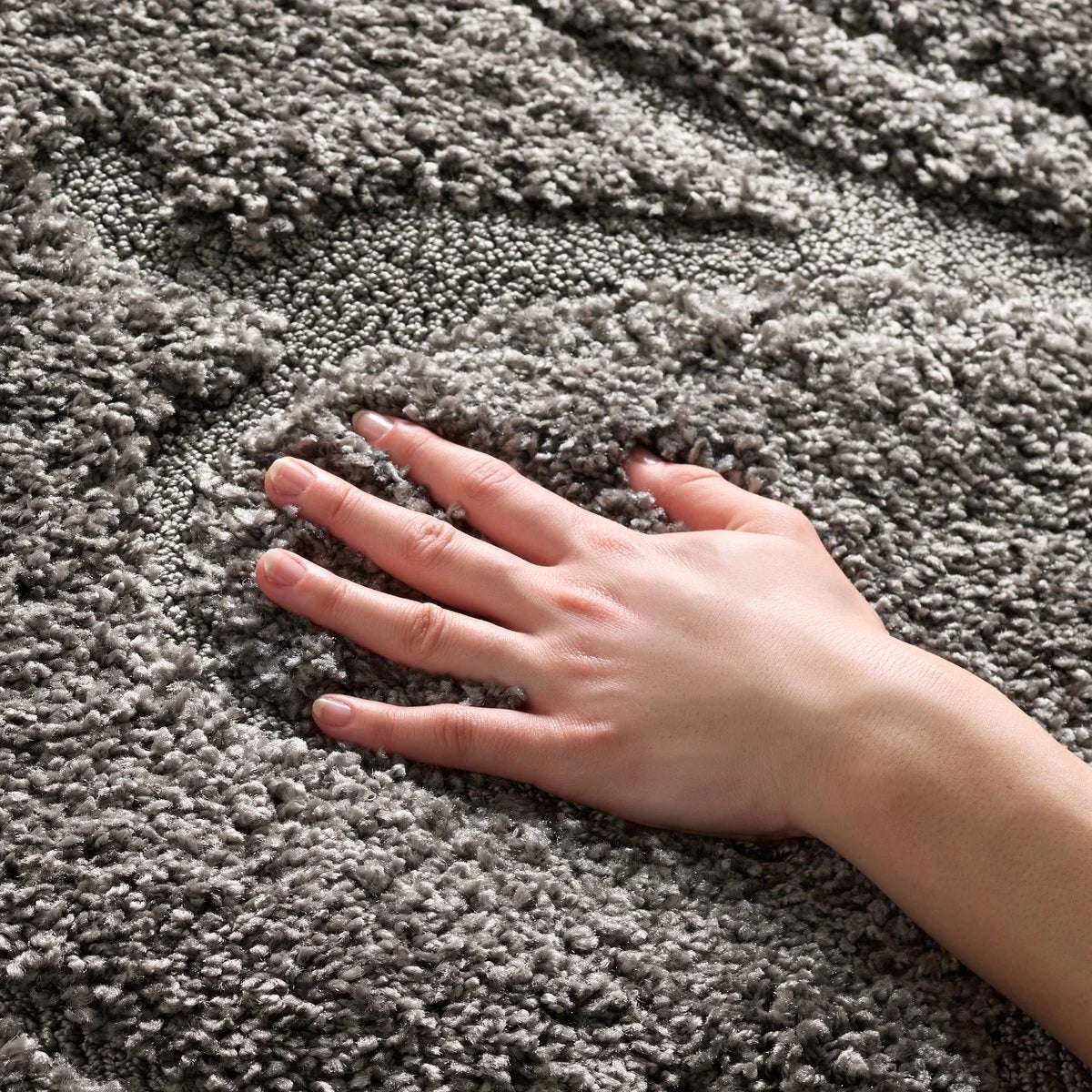 Florida Grey, Beige Plush Shag Rug Round Rug - Image 2