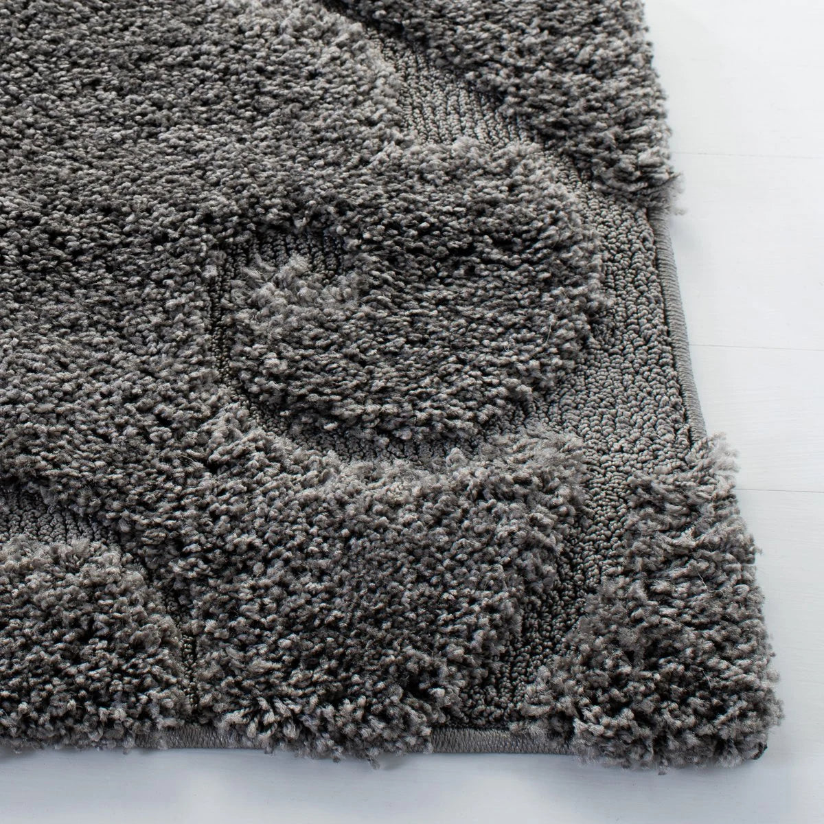 Florida Grey, Beige Plush Shag Rug Runner Rug - Image 1