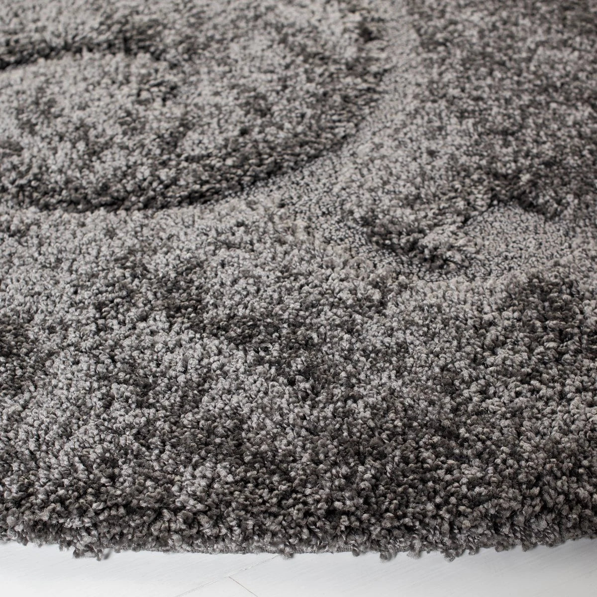 Florida Grey, Beige Plush Shag Rug Runner Rug - Image 3