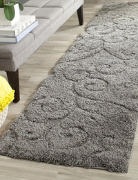 Florida Grey, Beige Plush Shag Rug Runner Rug - Image 6