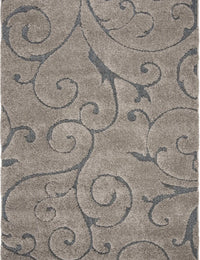 Florida Grey, Light Blue Floral Plush Shag Rug - Image 1