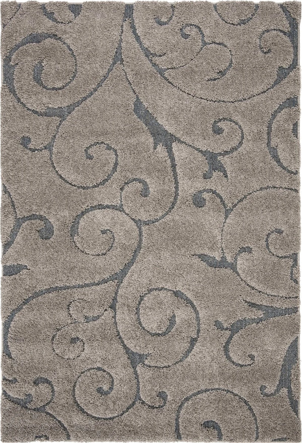 Florida Grey, Light Blue Floral Plush Shag Rug - Image 1