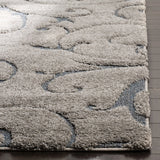 Florida Grey, Light Blue Floral Plush Shag Rug - Image 2