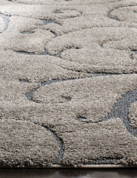 Florida Grey, Light Blue Floral Plush Shag Rug - Image 2