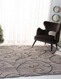 Florida Grey, Light Blue Floral Plush Shag Rug - Image 5