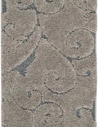 Florida Grey, Light Blue Floral Plush Shag Rug - Image 9