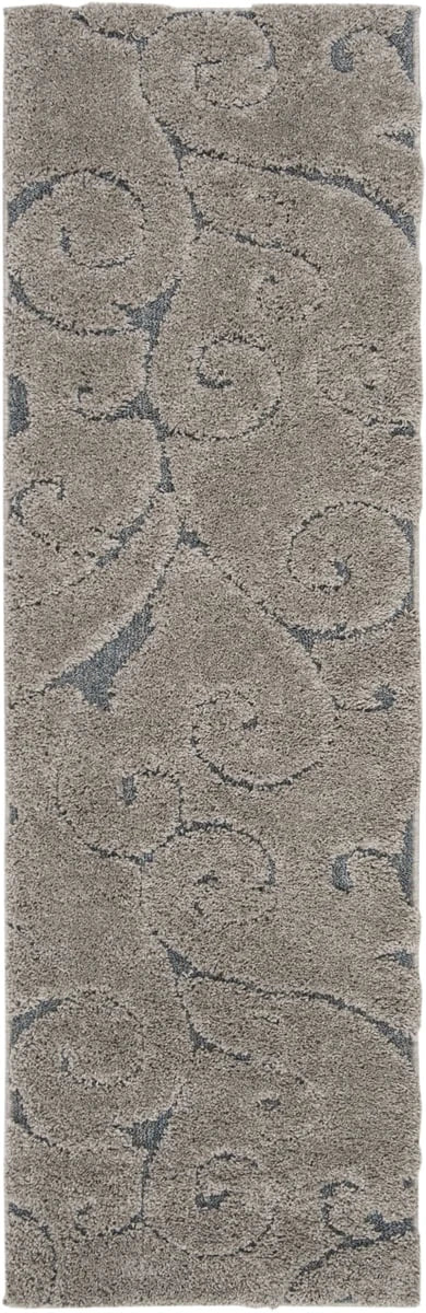 Florida Grey, Light Blue Floral Plush Shag Rug - Image 9