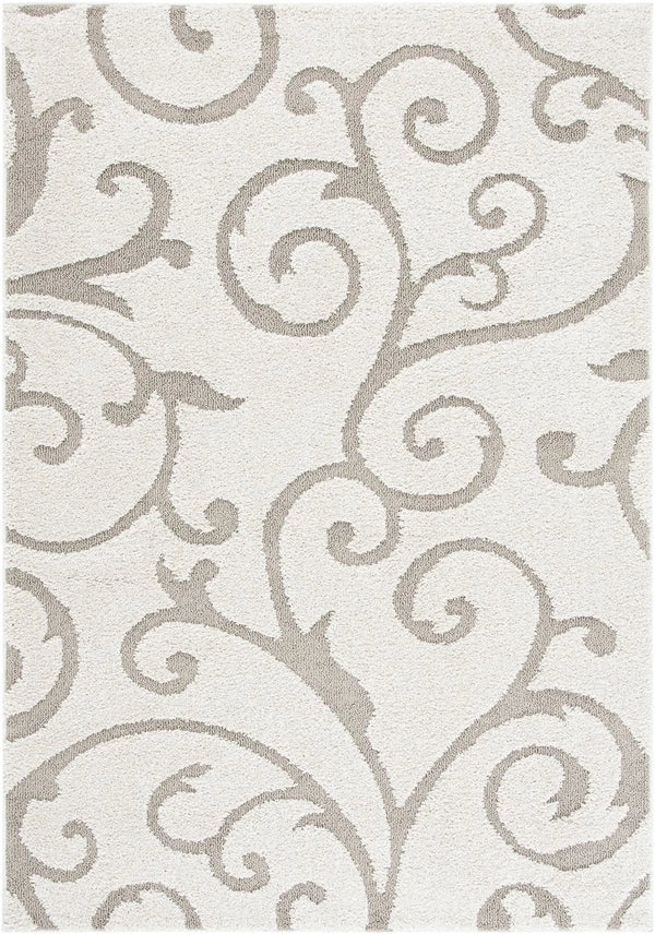 Florida Ivory, Beige Floral Plush Shag Rug - Image 1