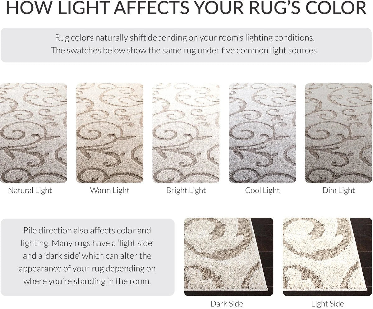 Florida Ivory, Beige Floral Plush Shag Rug - Image 8