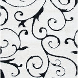Florida Ivory, Black Floral Plush Shag Rug - Image 1