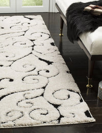Florida Ivory, Black Floral Plush Shag Rug - Image 3