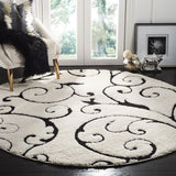 Florida Ivory, Black Floral Plush Shag Rug - Image 4