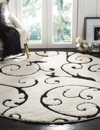 Florida Ivory, Black Floral Plush Shag Rug - Image 4