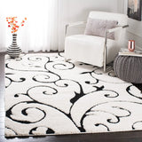 Florida Ivory, Black Floral Plush Shag Rug - Image 5