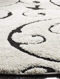 Florida Ivory, Black Floral Plush Shag Rug - Image 8