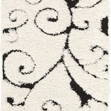 Florida Ivory, Black Floral Plush Shag Rug - Image 9