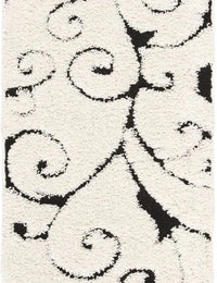 Florida Ivory, Black Floral Plush Shag Rug - Image 9