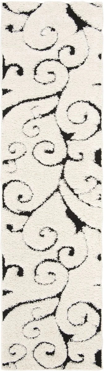 Florida Ivory, Black Floral Plush Shag Rug - Image 9