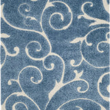 Florida Light Blue, Cream Floral Plush Shag Rug - Image 1