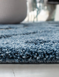 Florida Light Blue, Cream Floral Plush Shag Rug - Image 2