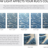 Florida Light Blue, Cream Plush Shag Rug Round Rug - Image 2