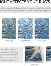 Florida Light Blue, Cream Plush Shag Rug Round Rug - Image 2