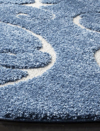 Florida Light Blue, Cream Plush Shag Rug Round Rug - Image 3