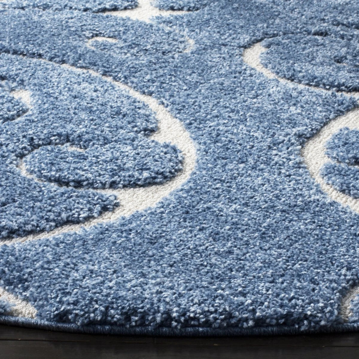 Florida Light Blue, Cream Plush Shag Rug Runner Rug - Image 3