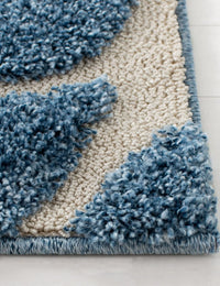 Florida Light Blue, Cream Plush Shag Rug Runner Rug - Image 4
