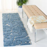 Florida Light Blue, Cream Plush Shag Rug Runner Rug - Image 5