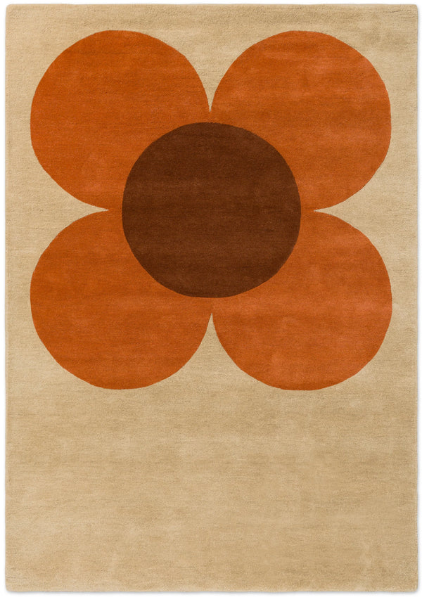 Flowery Pumpkin Ecru Floral Hand-Tufted Wool Rug - Image 1