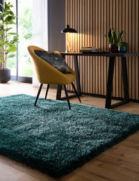 Forest Green Solid Plush Shag Rug - Image 1