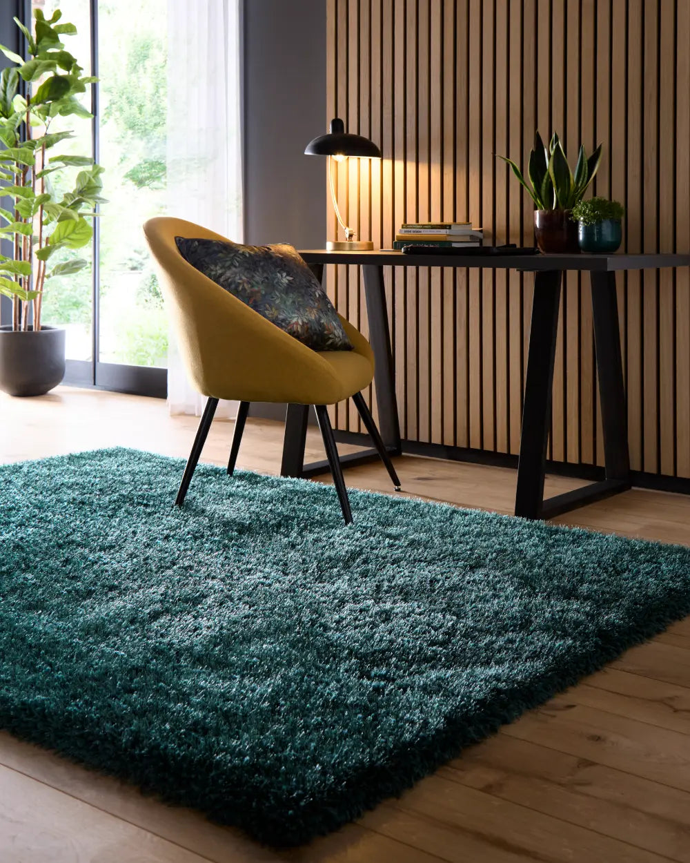 Forest Green Solid Plush Shag Rug - Image 1