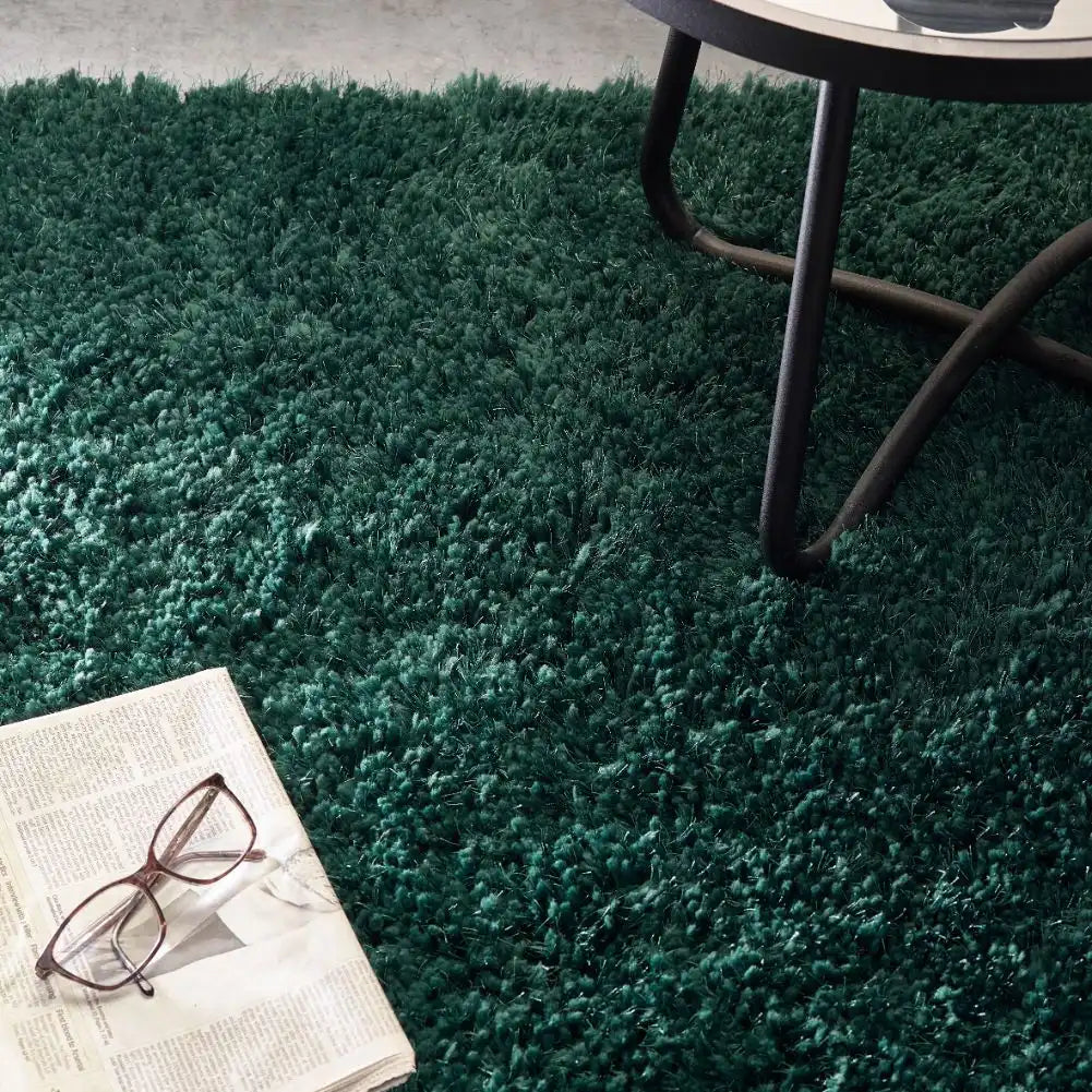 Forest Green Solid Plush Shag Rug - Image 4